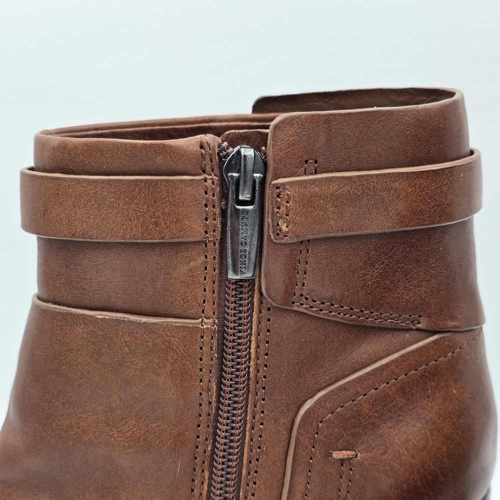 Like-New Vince Camuto Faythe Layered Heeled Ankle Booties, Brown, Women's 7.5M - Picture 6 of 16